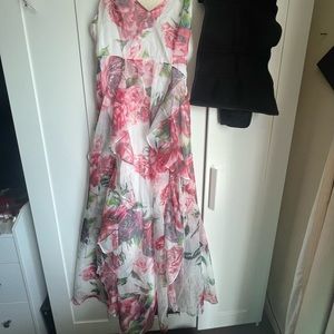 Fashion nova ruffle floral dress long size L never worn new